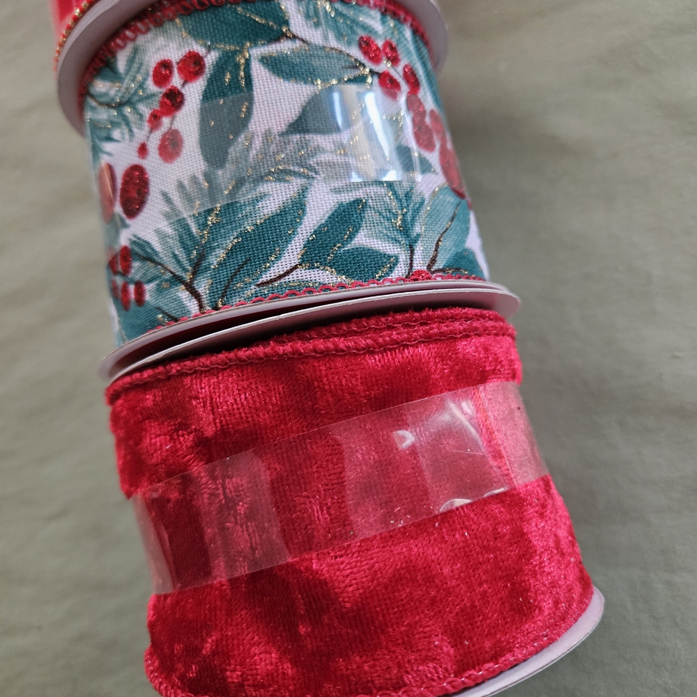 NEW Ashland Christmas Set of 4 Festive Wired Ribbon Rolls - Picture 2 of 6